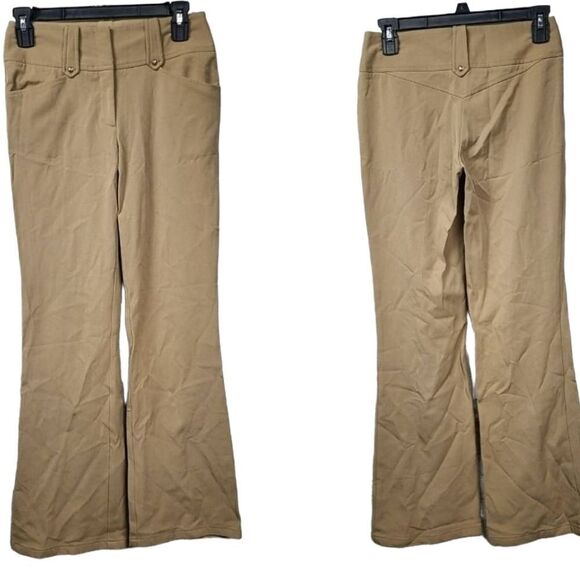BCBG Maxazria Bootcut Tan Mid-rise Trouser Stretch Pant Work Uniform Vintage 90s - Picture 1 of 10